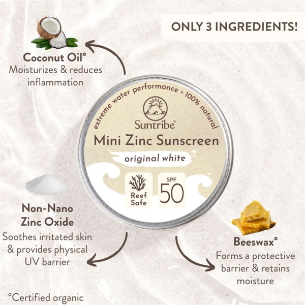 2026 Suntribe Organic Mineral Mini Zinc Tin SPF 50 STZTM - White